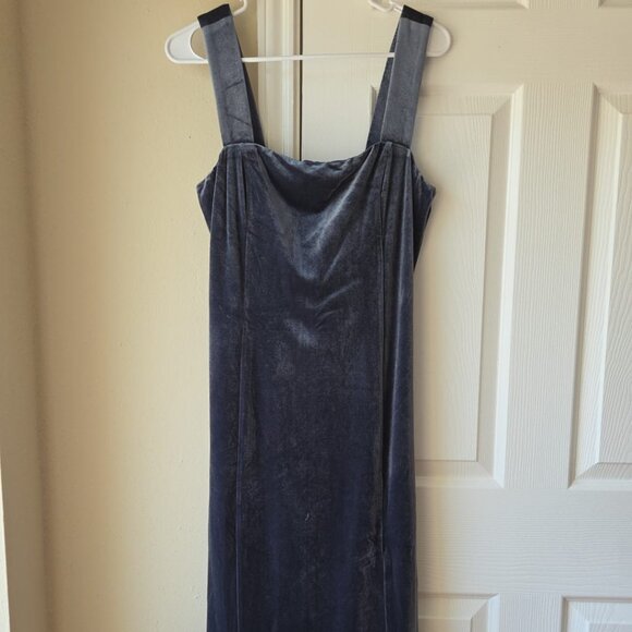 Bardot Velvet Dress 8 NWT Amalie Velour Grey Blue Sleeveless - Picture 2 of 6
